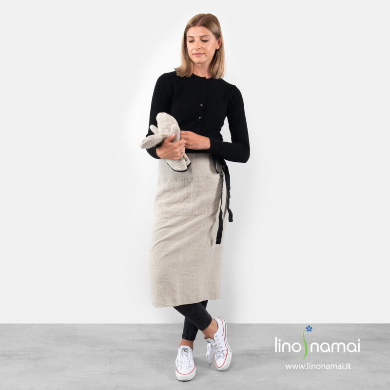 Lininė prijuostė pilka ilga