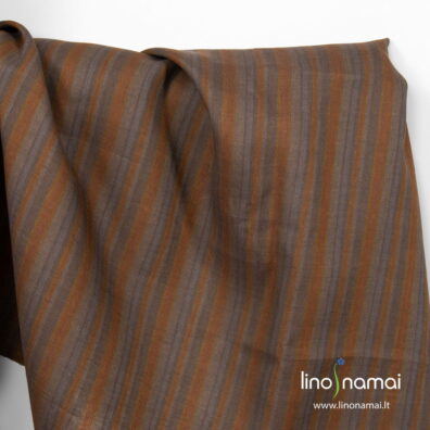 Lininis audinys rudomis juostomis