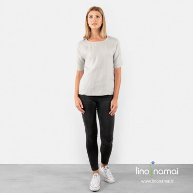 Palaidinė vasarai iš lengvo šviesiai pilko lino