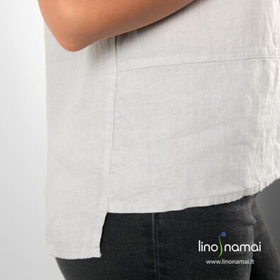 Lininė šviesiai pilka palaidinė pailginta nugara