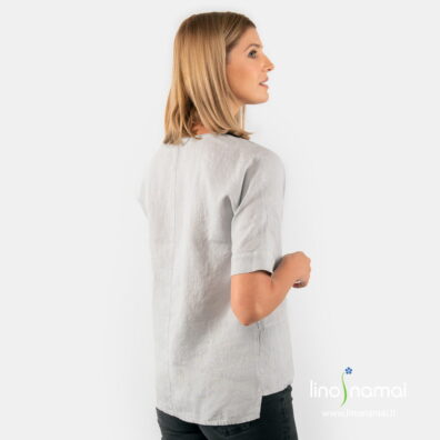 Lininė šviesiai pilka palaidinė, nugaros pusė