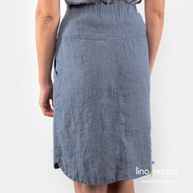 Lininis melsvas sijonas, nugaros pusė