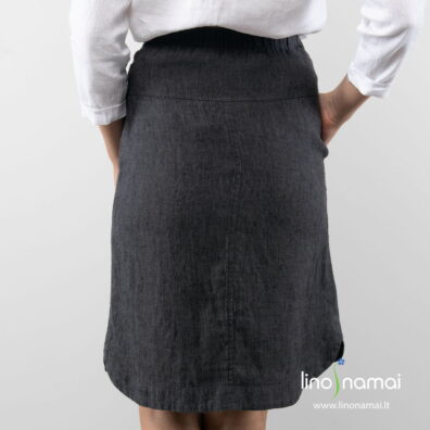 Lininis juodas sijonas, nugaros pusė