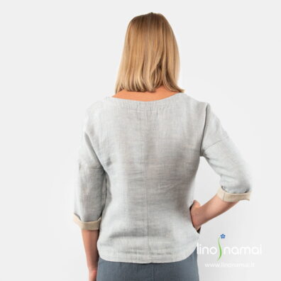 Rusvai pilka lininė palaidinė, nugaros pusė