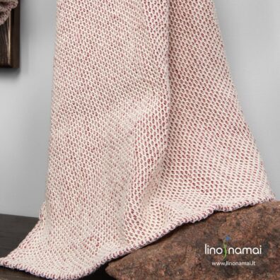 Puslininis vonios rankšluostis „korio“ raštu baltai raudonas