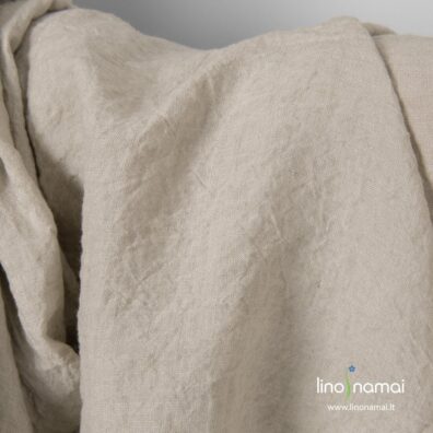 Lininis audinys smėlio spalvos platus skalbtas, patalynei, užuolaidoms, staltiesėms