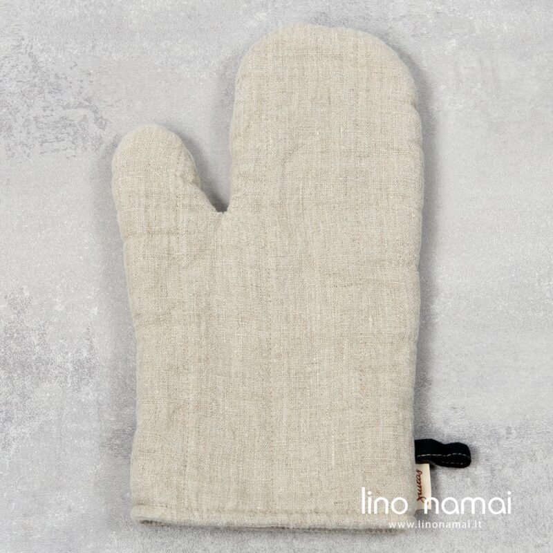 Lininė virtuvės pir&scaron;tinė pilka su juoda kilpele