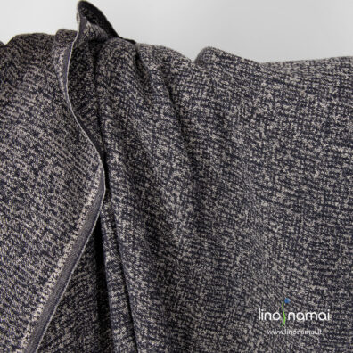 Minkštas skalbtas juodai pilkas lino - medvilnės audinys