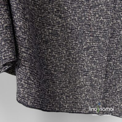 Žakardinis audinys iš pilkų lino ir juodų medvilnės verpalų, skalbtas