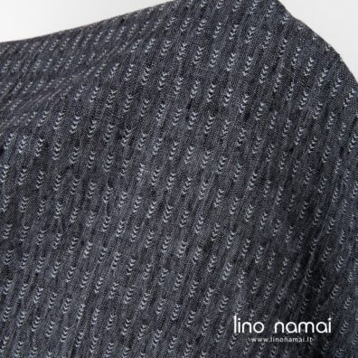 Lininis audinys raštuotas, austas iš juodų ir melsvai pilkų verpalų