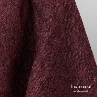 Lininis audinys iš juodų ir rausvų verpalų, skalbtas