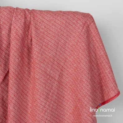 Lininis audinys raudonas raštuotas skalbtas