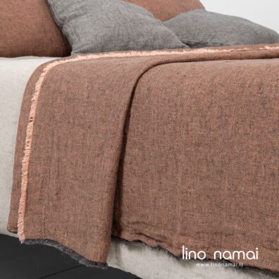 Lininė lovatiesė su rombų raštu