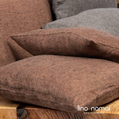 Lininis rudas raštuotas pagalvėlės užvalkalas