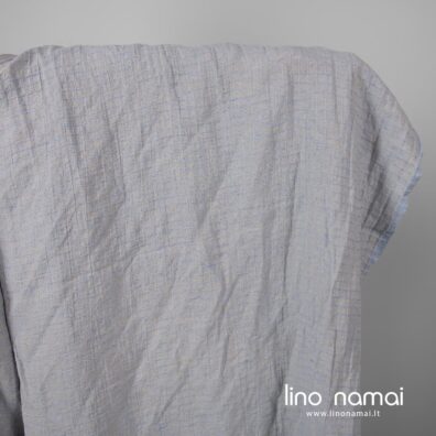 Lininis audinys rusvai melsvas languotas skalbtas