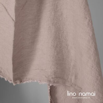 Minkštas, skalbtas melanžinis lininis audinys 295cm pločio, rausvai pilkas