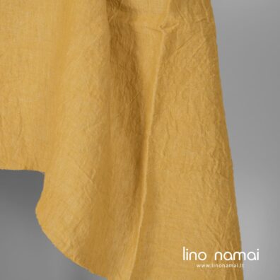 Minkštas, specialiai skalbtas 295cm pločio geltonas lininis audinys