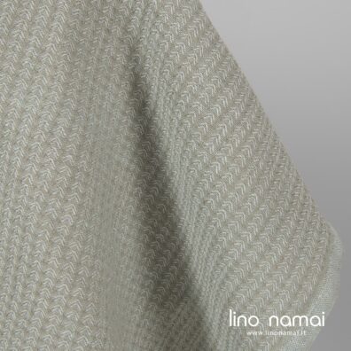 Lino - medvilnės audinys dailiu raštu, žalsvai pilkas