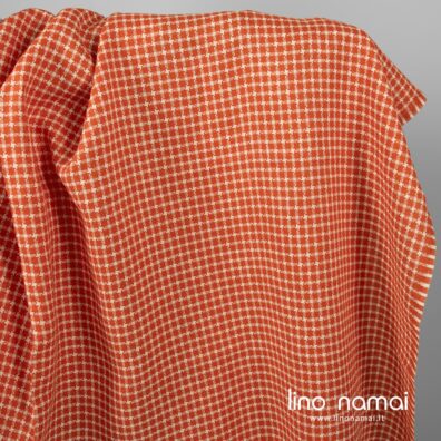 Lininis audinys raudonas raštuotas