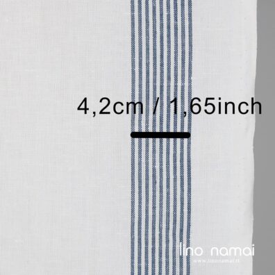 Lino - medvilnės rankšluostinis audinys mėlynomis juostelėmis