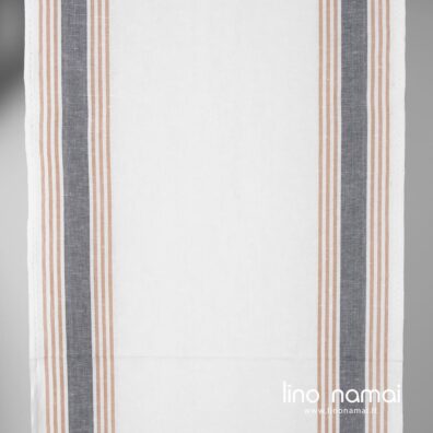 Puslininis rankšluostinis audinys pilkomis, rudomis juostelėmis
