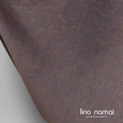 Lino - medvilnės audinys iš tamsiai mėlynų ir rudų verpalų