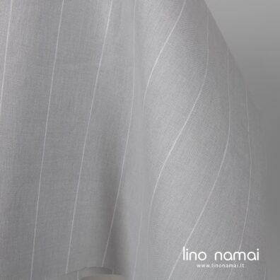 Platus šviesiai pilkas dryžuotas lino - medvilnės audinys