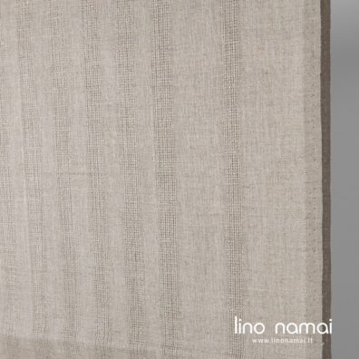 Lininis rankšluostinis pilkas audinys ažūrinėmis juostelėmis