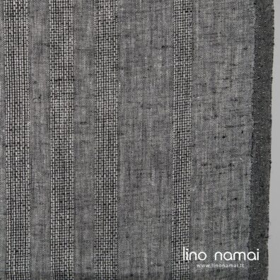 50cm pločio lino audinys iš juodų ir natūralios spalvos verpalų