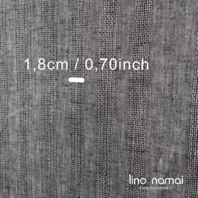 Pilkai juodas lino audinys tankiomis ir ažūrinėmis juostelėmis