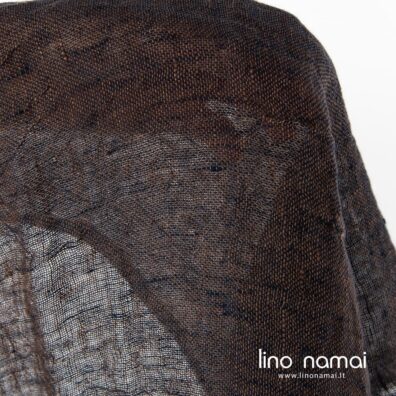 Permatomas lino audinys iš tamsiai mėlynų ir rudų verpalų