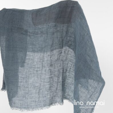 Permatomas pilkai melsvas lininis audinys, skalbtas