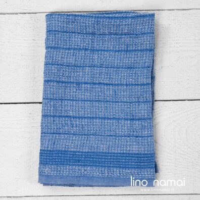 Mėlynas dryžuotas lininis virtuvės rankšluostis