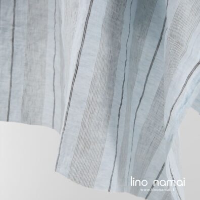 Melsvai-rusvai dryžuotas skalbtas lino audinys