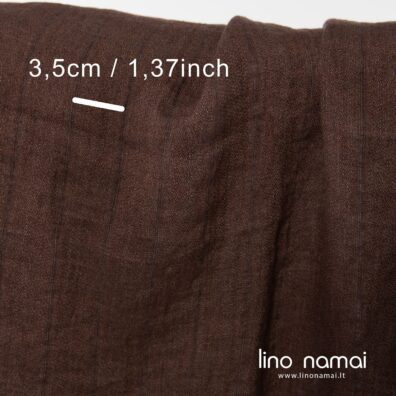 Rudas dryžuotas lino audinys skalbtas specialia technologija