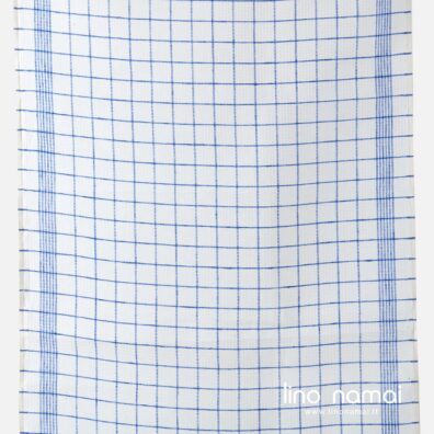 Lininis rankšluostinis audinys „vaflinis“ mėlynai languotas