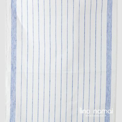 Lininis rankšluostinis audinys „vaflinis“ mėlynai dryžuotas