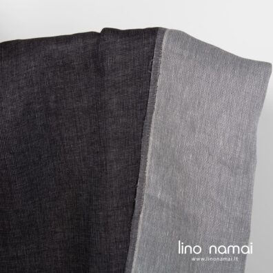 Lininis dvipusis pilkai juodas taškuotas audinys
