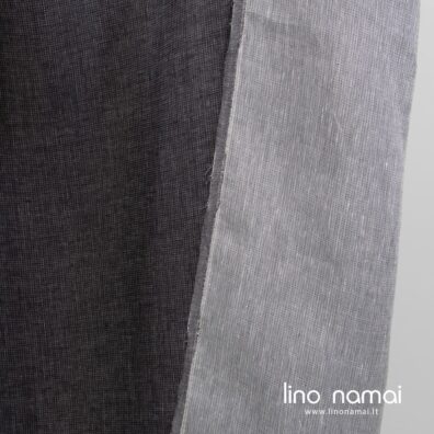 Dvipusis lino audinys juodai pilkas taškuotas