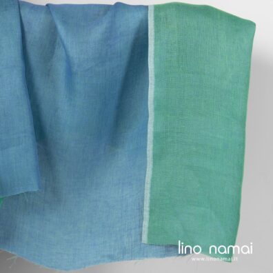 Lininis audinys mėlynai žalias dvipusis