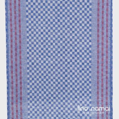 Puslininis rankšluostinis audinys mėlynai languotas