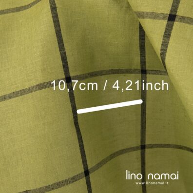 Žalias languotas puslininis audinys drabužiams, namų tekstilei