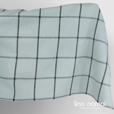 Puslininis audinys melsvas languotas