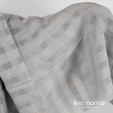Lininis audinys pilkas permatomas languotas