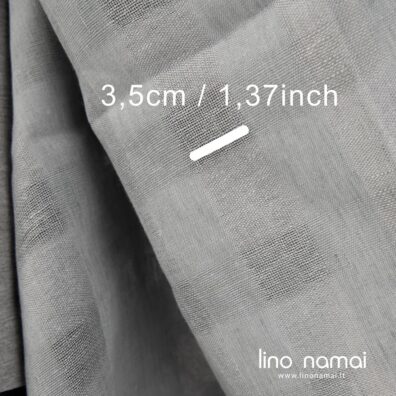 Melsvai pilkas lino audinys permatomomis juostomis