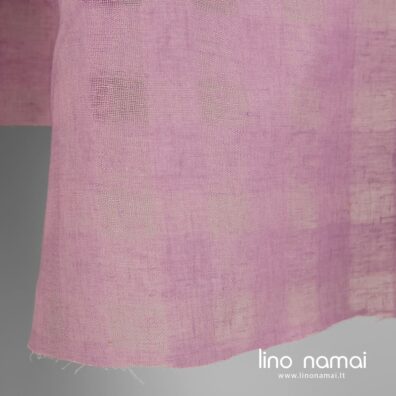 Šviesiai violetinis permatomas lininis audinys