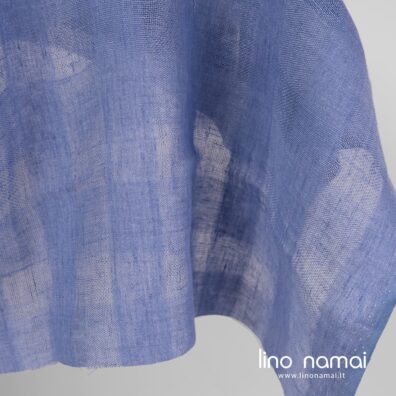 Lininis audinys mėlynas su violetiniu atspalviu permatomas languotas