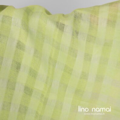 Lininis audinys salotinis permatomas languotas užuolaidoms, šalikams siūti