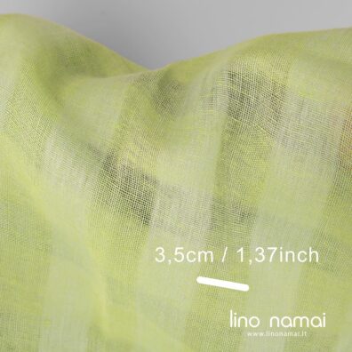 Lininis audinys šviesiai žalias permatomas languotas
