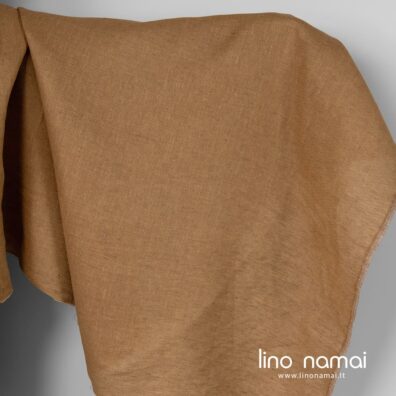 Lininis audinys raštuotas rudas